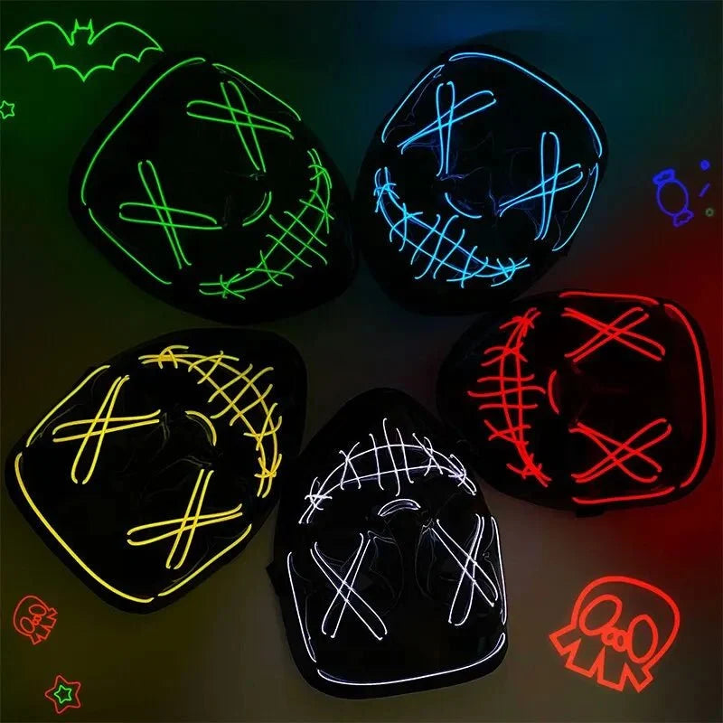 Neon LED Purge Mask | Light-Up Masquerade Party Accessory