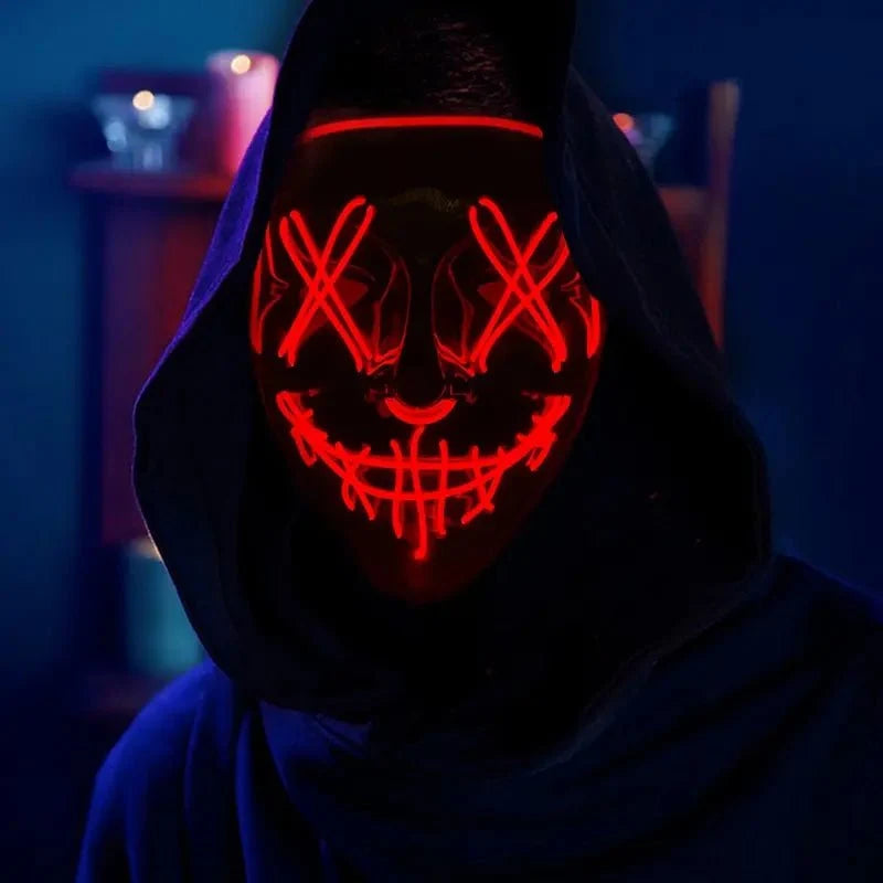Neon LED Purge Mask | Light-Up Masquerade Party Accessory