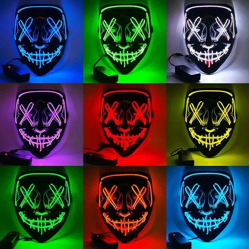 Neon LED Purge Mask | Light-Up Masquerade Party Accessory