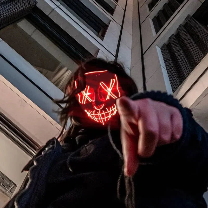 Neon LED Purge Mask | Light-Up Masquerade Party Accessory