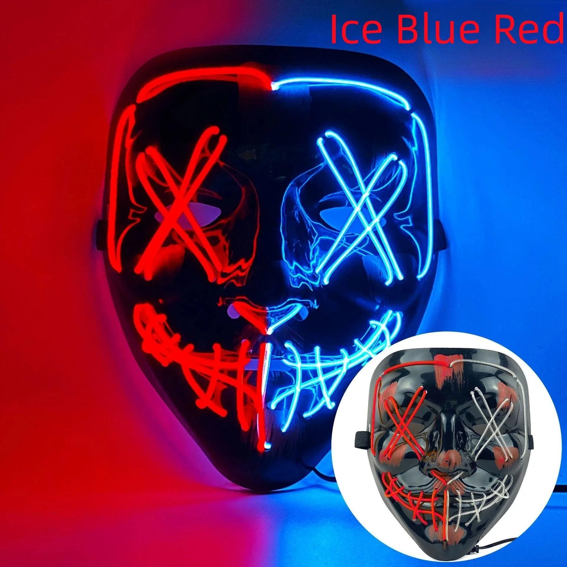 Neon LED Purge Mask | Light-Up Masquerade Party Accessory