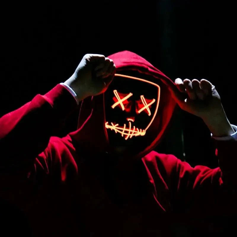 Neon LED Purge Mask | Light-Up Masquerade Party Accessory