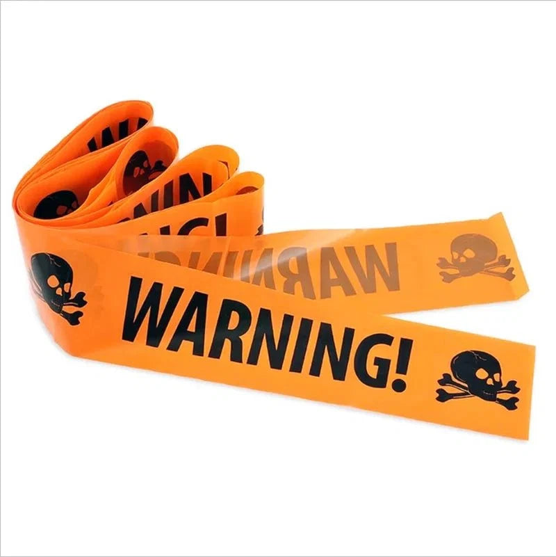 Halloween Skull Head Warning Tape | 19.69 ft x 3.15 in Plastic Decoration