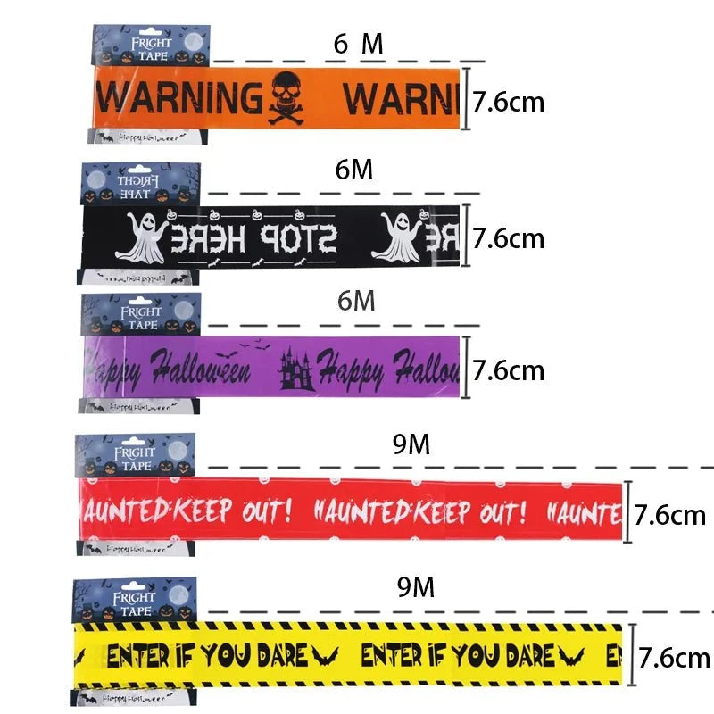 Halloween Skull Head Warning Tape | 19.69 ft x 3.15 in Plastic Decoration