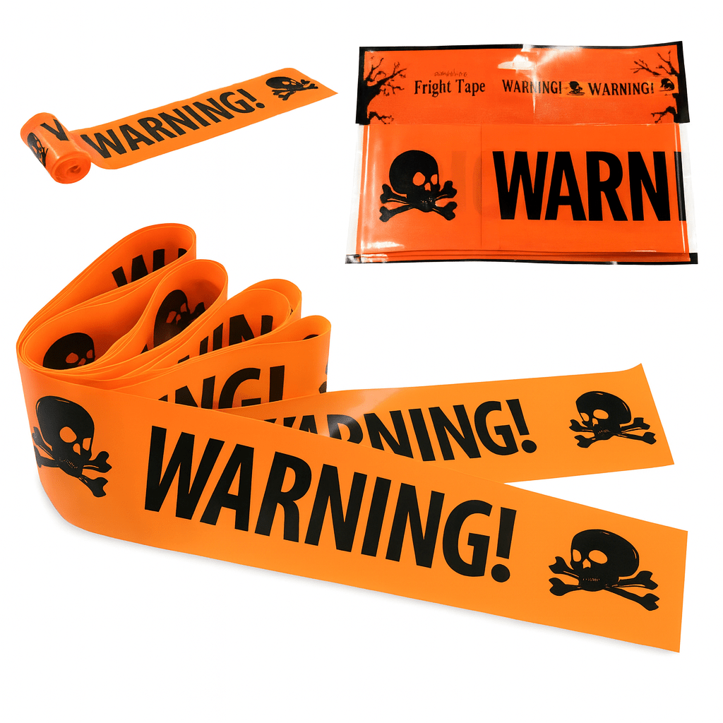 Halloween Skull Head Warning Tape | 19.69 ft x 3.15 in Plastic Decoration