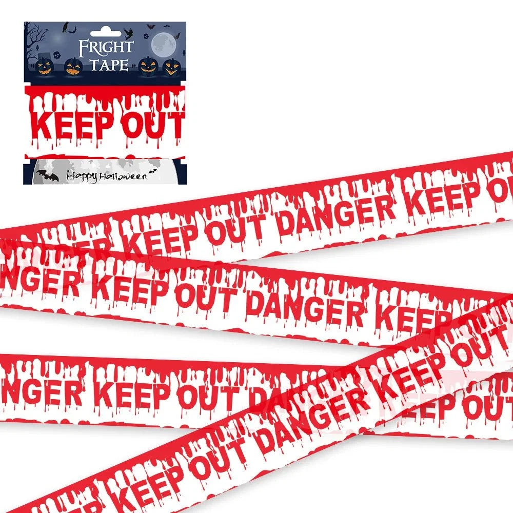 Halloween Skull Head Warning Tape | 19.69 ft x 3.15 in Plastic Decoration