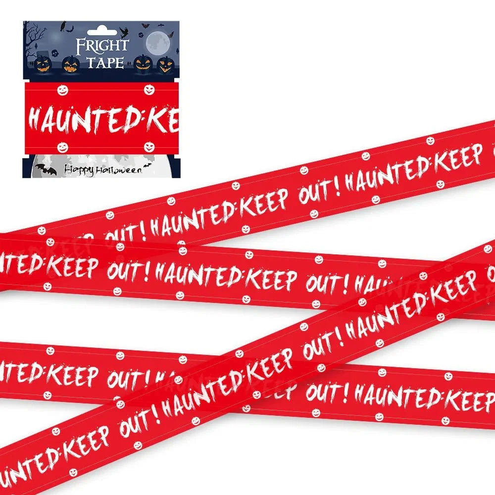 Halloween Skull Head Warning Tape | 19.69 ft x 3.15 in Plastic Decoration