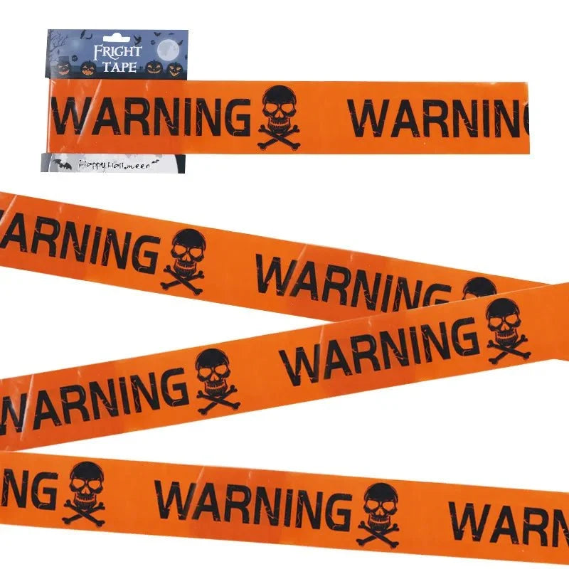 Halloween Skull Head Warning Tape | 19.69 ft x 3.15 in Plastic Decoration