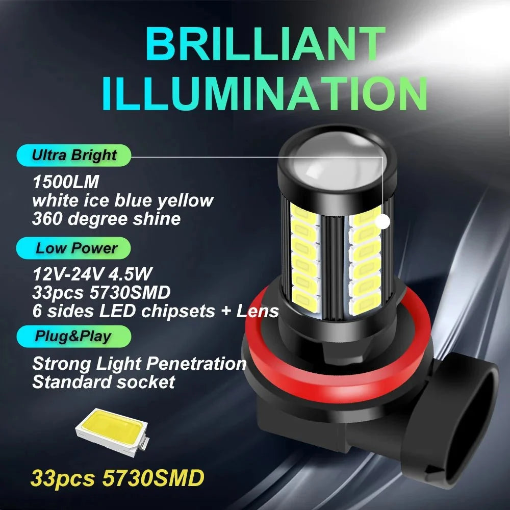 LED Fog Light Bulbs 6000K White | DRL and Fog Lamps for H11 H8 H9 9005 9006