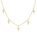 Multi Cross Silver Gold Tiny 5 Cross Necklace and Earrings Cross Chain Small choker Women Girls Meaning of the Horizontal Cross