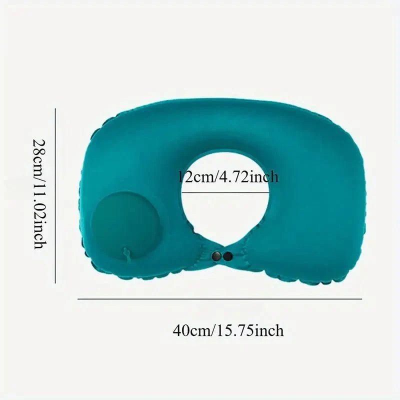 Inflatable U-Shaped Travel Neck Pillow | Portable Flocking Pillow for Airplane Car and Office