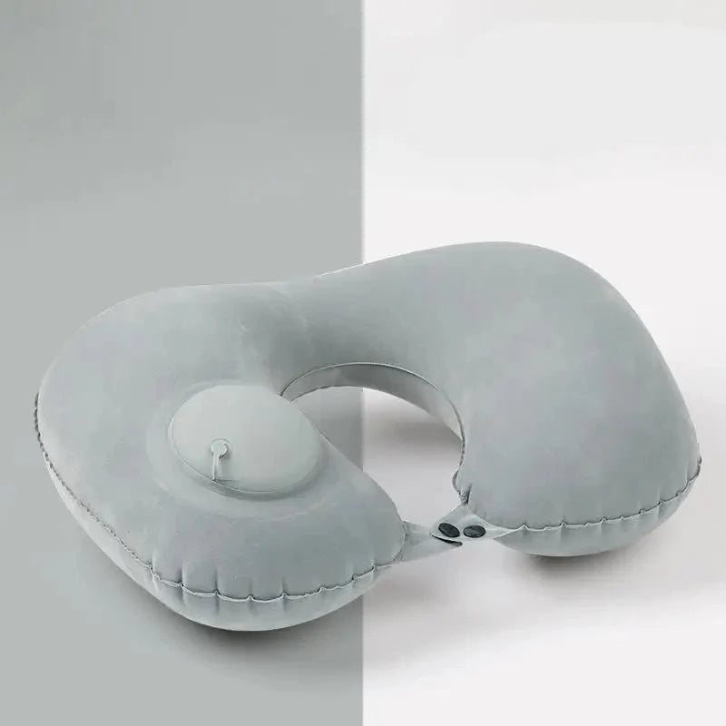Inflatable U-Shaped Travel Neck Pillow | Portable Flocking Pillow for Airplane Car and Office