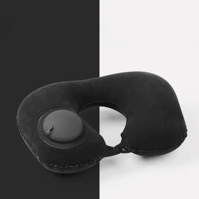 Inflatable U-Shaped Travel Neck Pillow | Portable Flocking Pillow for Airplane Car and Office