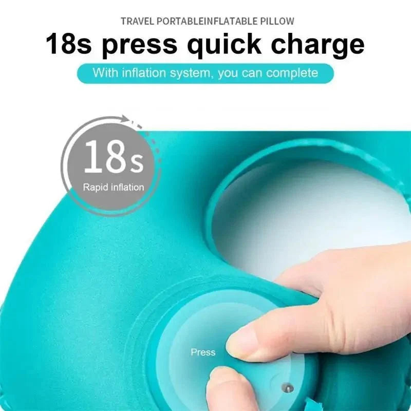 Inflatable U-Shaped Travel Neck Pillow | Portable Flocking Pillow for Airplane Car and Office