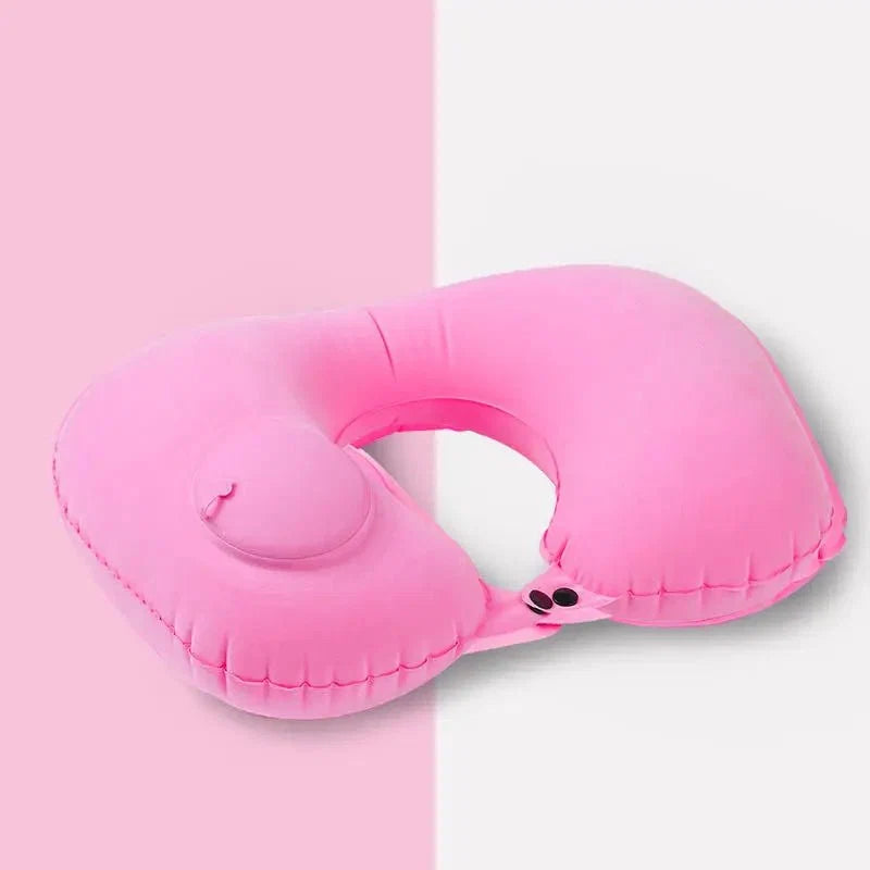 Inflatable U-Shaped Travel Neck Pillow | Portable Flocking Pillow for Airplane Car and Office