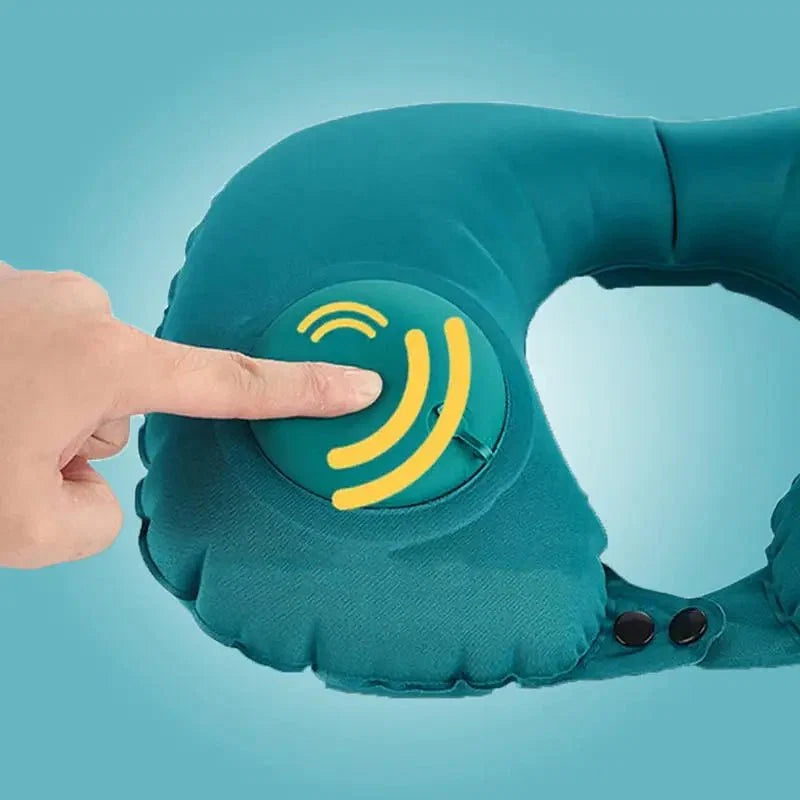 Inflatable U-Shaped Travel Neck Pillow | Portable Flocking Pillow for Airplane Car and Office