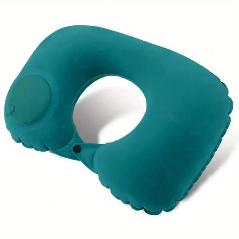 Inflatable U-Shaped Travel Neck Pillow | Portable Flocking Pillow for Airplane Car and Office