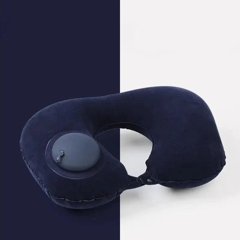Inflatable U-Shaped Travel Neck Pillow | Portable Flocking Pillow for Airplane Car and Office
