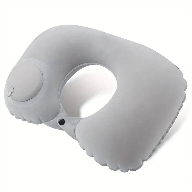Inflatable U-Shaped Travel Neck Pillow | Portable Flocking Pillow for Airplane Car and Office