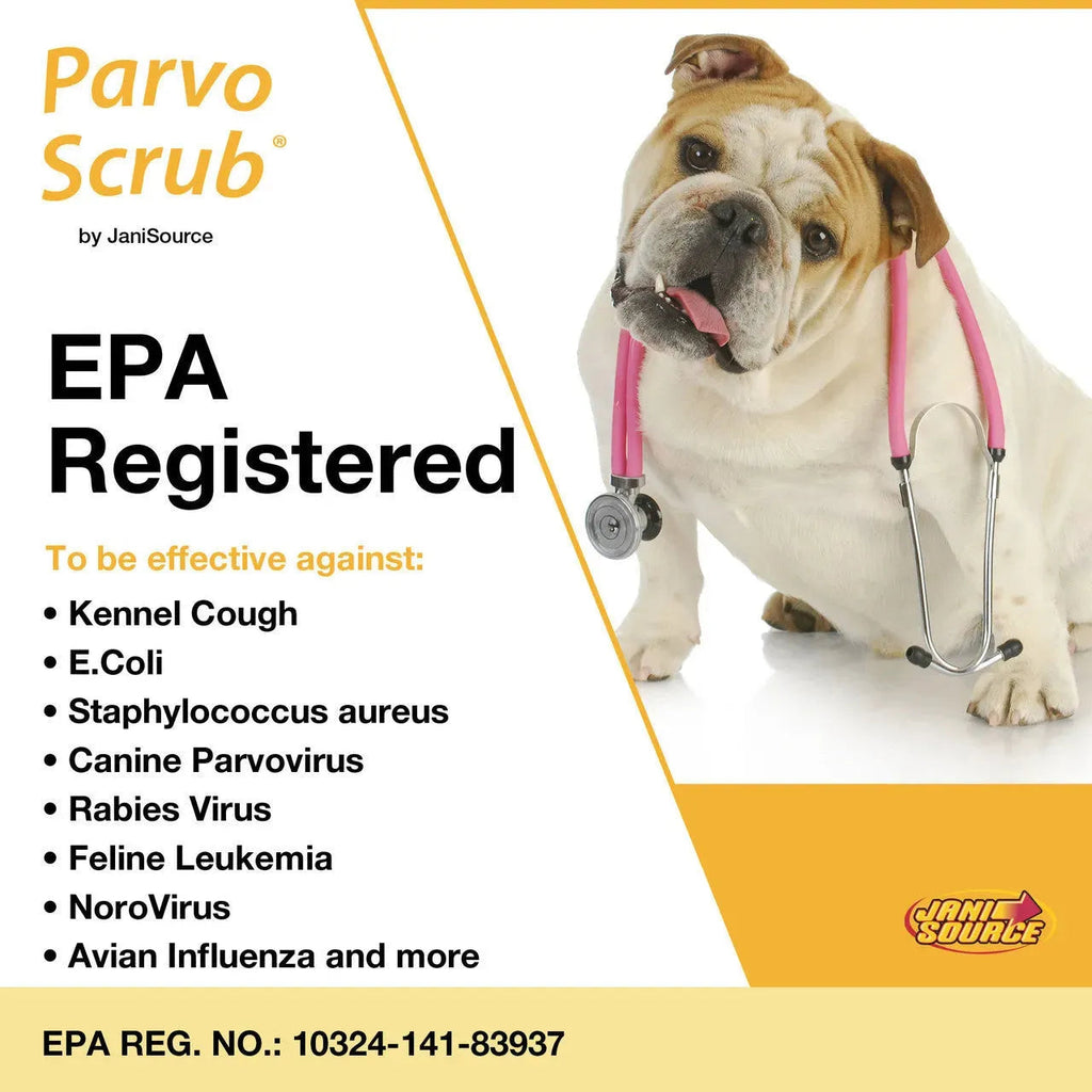 ParvoScrub II – EPA-Registered Super Concentrate Disinfectant for Kennels & Veterinary Use (1 Gal)