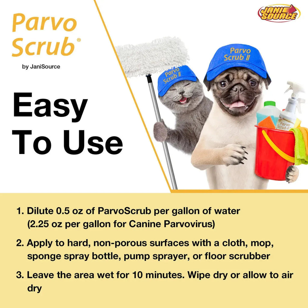 ParvoScrub II – EPA-Registered Super Concentrate Disinfectant for Kennels & Veterinary Use (1 Gal)