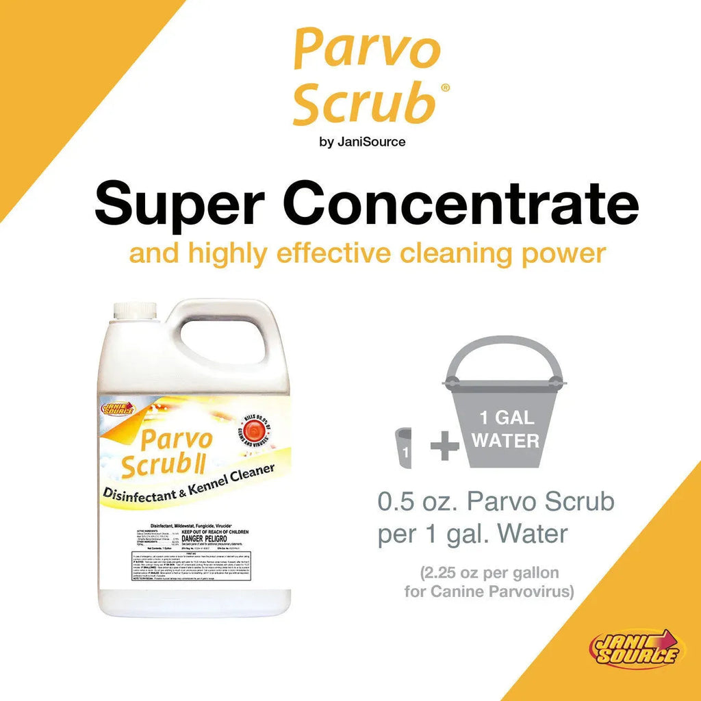 ParvoScrub II – EPA-Registered Super Concentrate Disinfectant for Kennels & Veterinary Use (1 Gal)