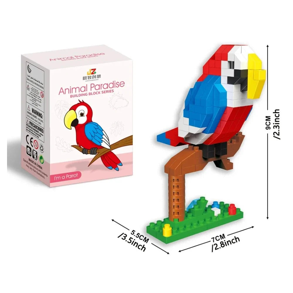 Colorful Parrot Micro Mini Building Blocks | Educational DIY Building Set for Kids and Adults