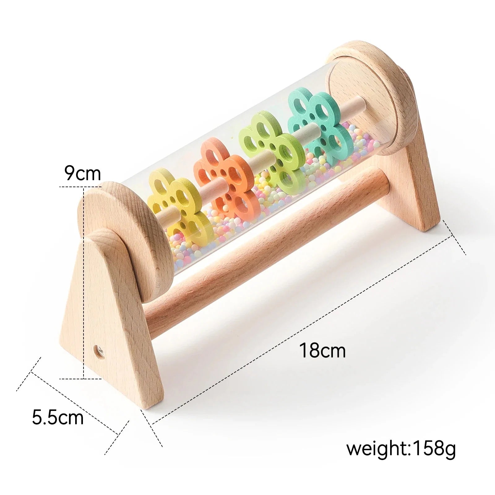 Colorful Wooden Rain Stick Rattle | Montessori Sensory Toy for Babies