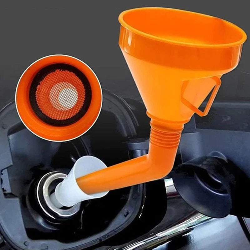 Engine Oil Funnel with Filter | Long Mouth Refueling Tool for Cars and Motorcycles