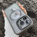 Magnetic Shockproof Transparent Phone Case with Stand | Glass Lens Protection for iPhone 11-16 Series