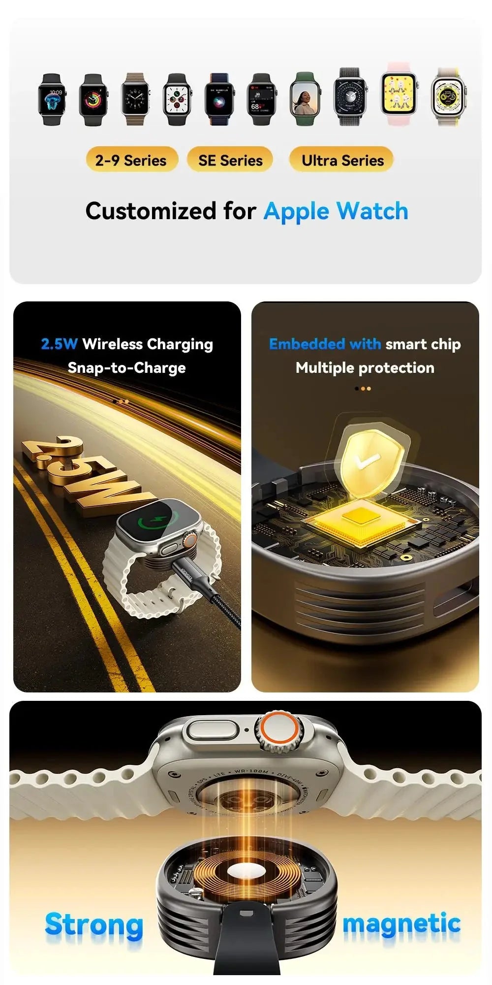 Magnetic Wireless Charger for Apple Watch | Fast Portable Charging Solution