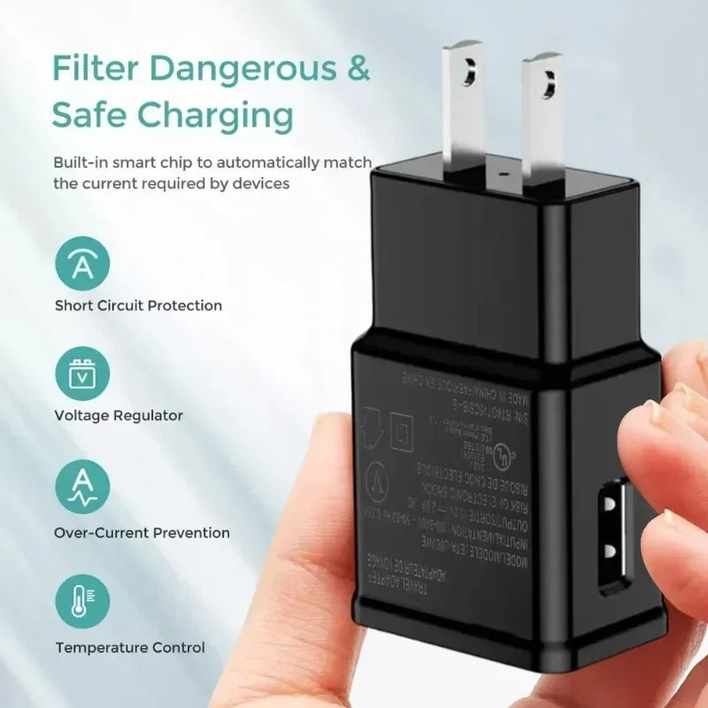 5V 2A Fast Charging USB Wall Charger | Travel Power Adapter for Samsung Devices