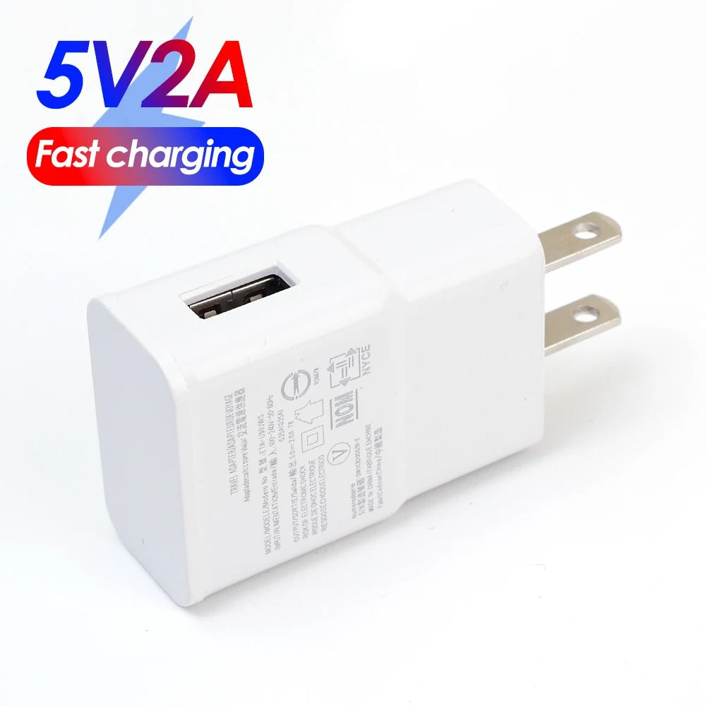 5V 2A Fast Charging USB Wall Charger | Travel Power Adapter for Samsung Devices