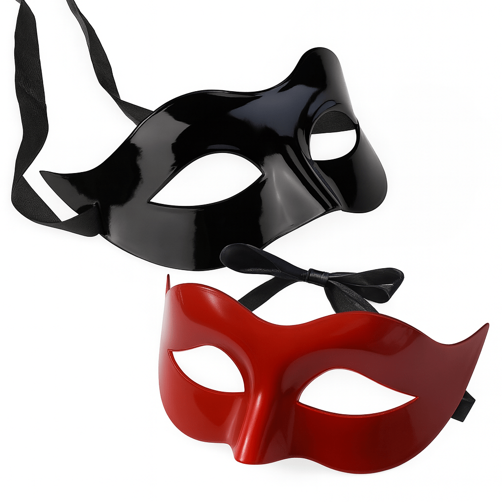 Masquerade Half Face Mask | Elegant Black & White Retro Design