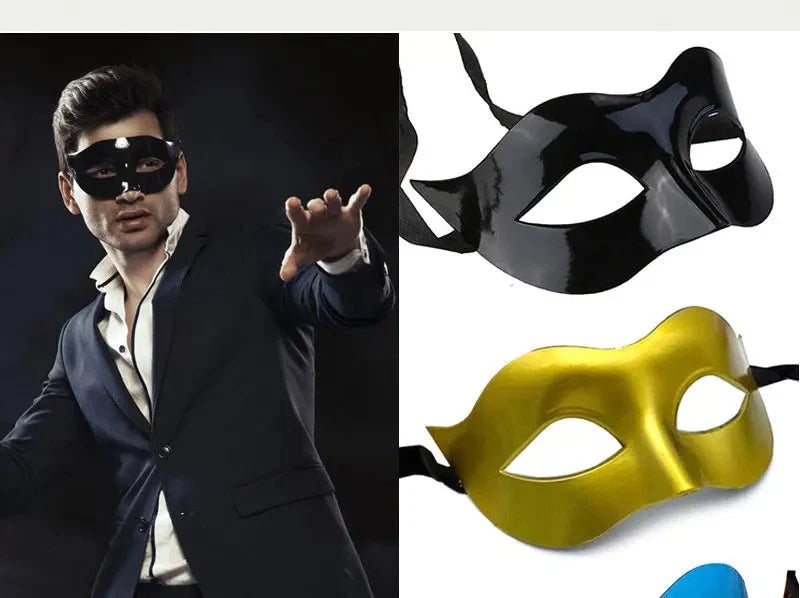 Masquerade Half Face Mask | Elegant Black & White Retro Design