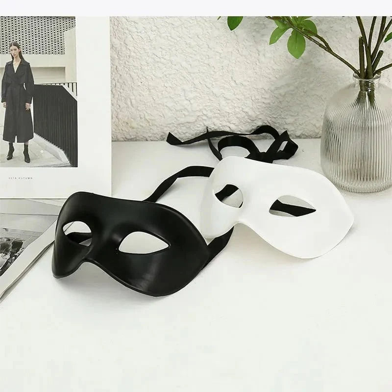 Masquerade Half Face Mask | Elegant Black & White Retro Design
