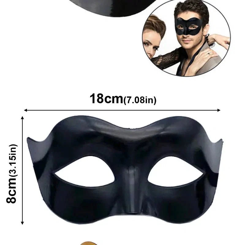 Masquerade Half Face Mask | Elegant Black & White Retro Design