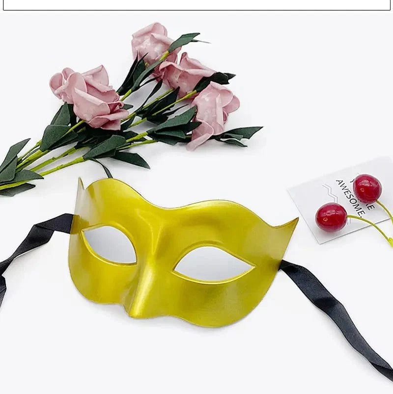 Masquerade Half Face Mask | Elegant Black & White Retro Design