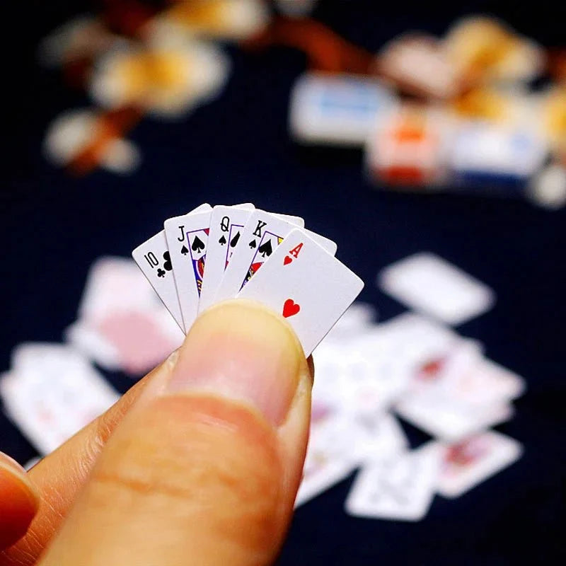 Mini Playing Cards | Funny Travel Poker Game & Dollhouse Accessory