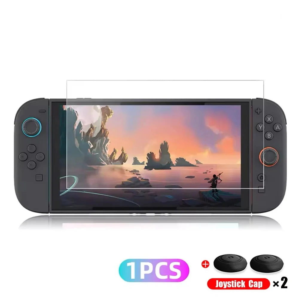 Tempered Glass Screen Protector with Joystick Cap | Full Coverage Protection for Nintendo Switch 2