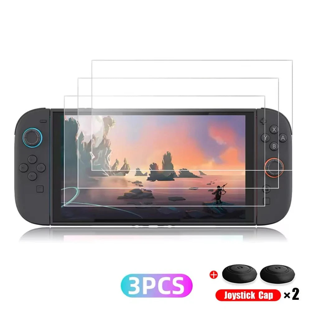 Tempered Glass Screen Protector with Joystick Cap | Full Coverage Protection for Nintendo Switch 2