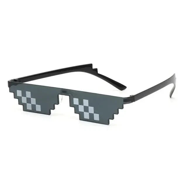 Pixel Mosaic Sunglasses | Funny Retro Gamer Glasses for Party and Cosplay