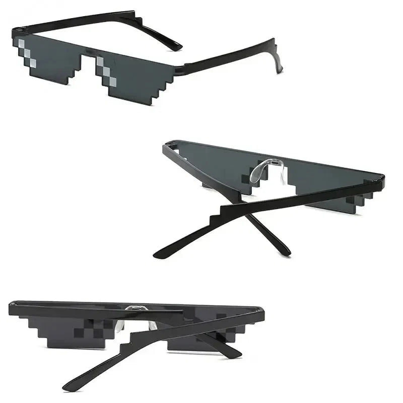 Pixel Mosaic Sunglasses | Funny Retro Gamer Glasses for Party and Cosplay