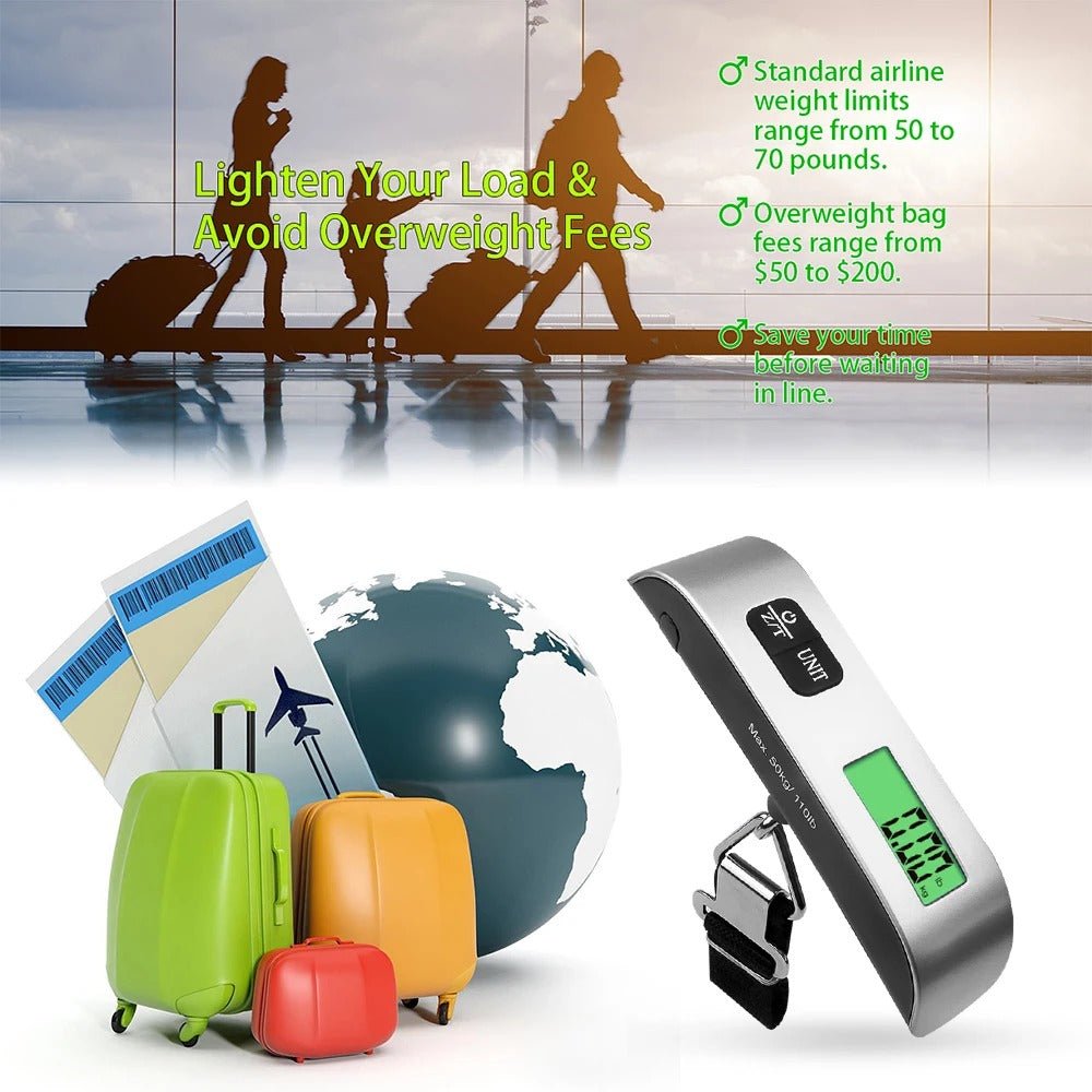 Portable Digital Hanging Scale | 50kg LCD Luggage Weight Balance for Travel