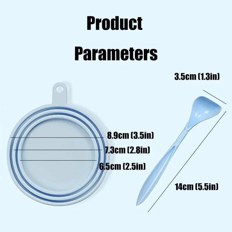 Portable Silicone Pet Food Lid and Spoon Set | 2-in-1 Can Cover and Sealer for Dogs and Cats