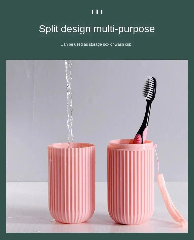 Portable Toothbrush Cup | Travel Toothpaste Holder and Toiletry Storage Case Organizer