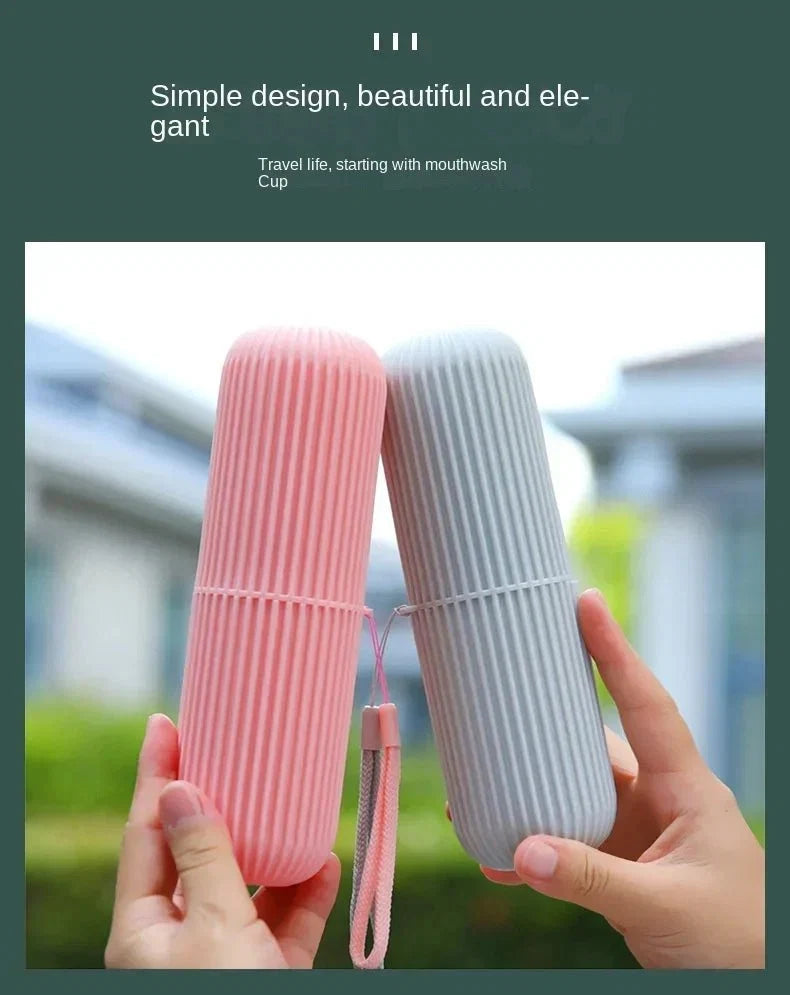Portable Toothbrush Cup | Travel Toothpaste Holder and Toiletry Storage Case Organizer