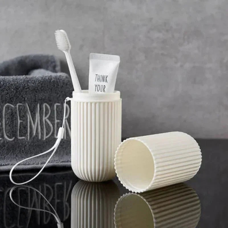 Portable Toothbrush Cup | Travel Toothpaste Holder and Toiletry Storage Case Organizer