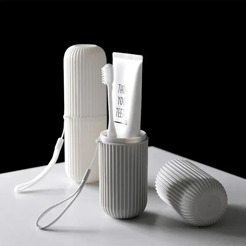 Portable Toothbrush Cup | Travel Toothpaste Holder and Toiletry Storage Case Organizer