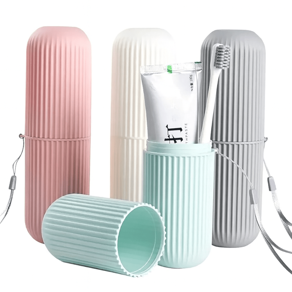Portable Toothbrush Cup | Travel Toothpaste Holder and Toiletry Storage Case Organizer